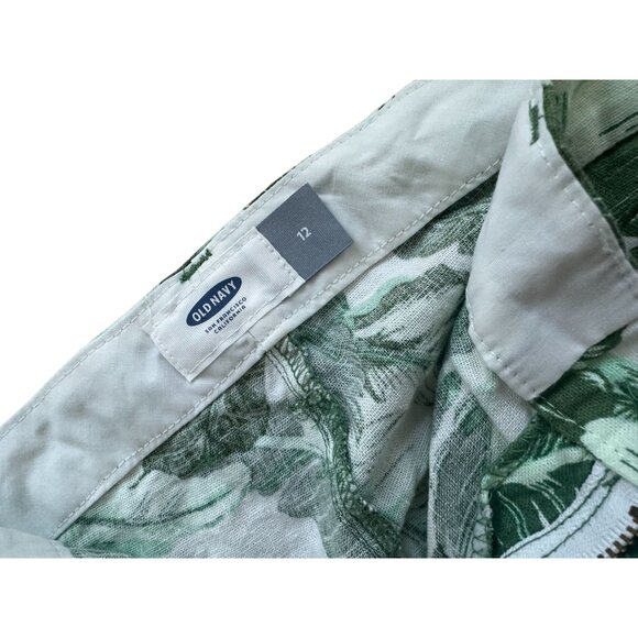 OLD NAVY Tropical Palm Leaf Linen Blend Shorts Size 12 - Picture 3 of 6